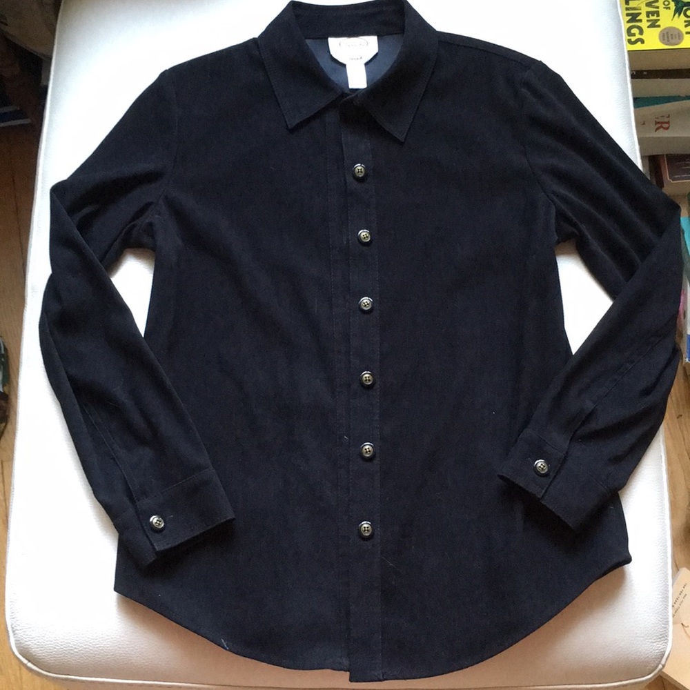 Talbots Petites Black Basic Button Down Blouse - image 1